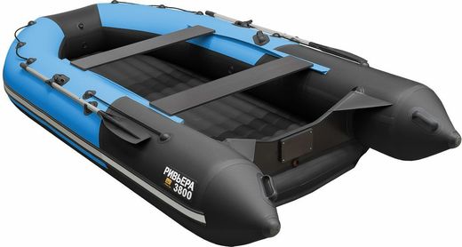 Надувная лодка ПВХ, Ривьера Компакт 3800 НДНД Комби, синяя волна/черный