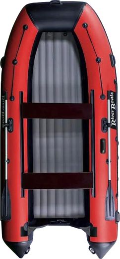 Надувная лодка ПВХ, RiverBoats RB 370 НДНД, черно-красный