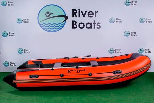 Надувная лодка ПВХ, RiverBoats RB 390, черно-серый
