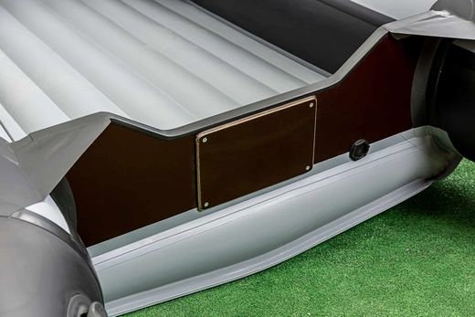 Надувная лодка ПВХ, RiverBoats RB 390 НДНД, черно-серый, уцененная