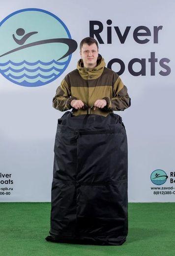 Надувная лодка ПВХ, RiverBoats RB 390 НДНД, черно-серый, уцененная