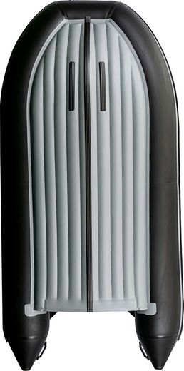 Надувная лодка ПВХ, RiverBoats RB 390 НДНД, черно-серый, уцененная