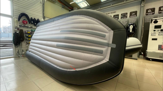 Надувная лодка ПВХ, RiverBoats RB 390 НДНД, черно-серый, уцененная