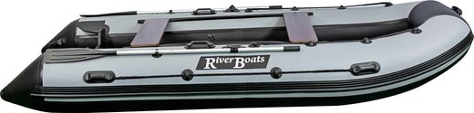 Надувная лодка ПВХ, RiverBoats RB 390 НДНД, серо-белый