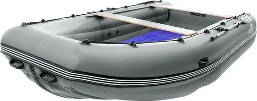Надувная лодка ПВХ, Шерпа 430 JET, усиление транца, разъемный транец, ТПУ, сумка носовая, серый
