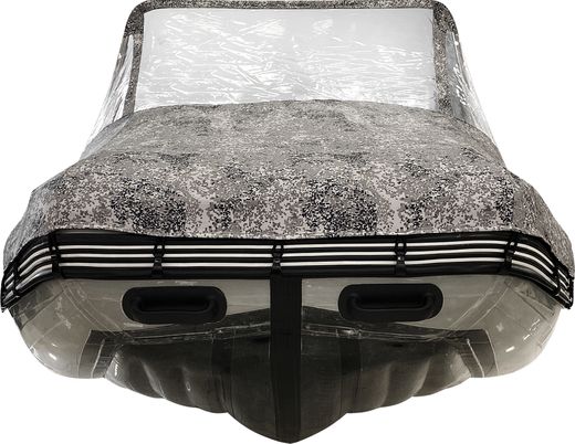 Надувная лодка ПВХ, Шерпа 500 JET, бронь ТПУ 0,7 дна и баллонов, усиление транца, разъемный транец, тент, фартук носовой, накладка на сиденье, тент трапортировочный, транцевые плиты, серый