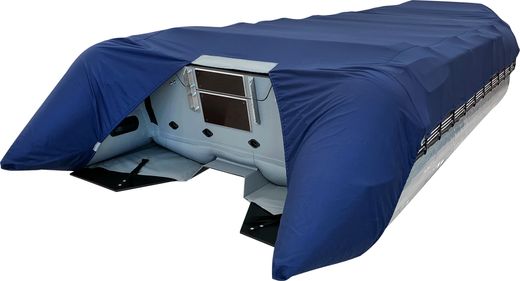 Надувная лодка ПВХ, Шерпа 500 JET, бронь ТПУ 0,7 дна и баллонов, усиление транца, разъемный транец, тент, фартук носовой, накладка на сиденье, тент трапортировочный, транцевые плиты, серый