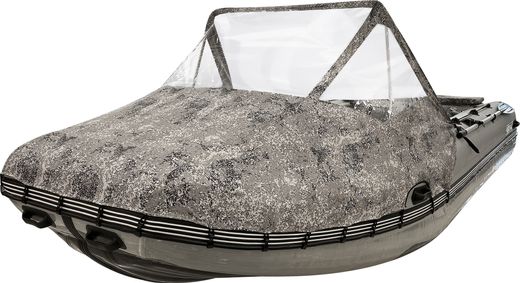 Надувная лодка ПВХ, Шерпа 500 JET, бронь ТПУ 0,7 дна и баллонов, усиление транца, разъемный транец, тент, фартук носовой, накладка на сиденье, тент трапортировочный, транцевые плиты, серый