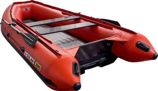 Надувная лодка ПВХ, SOLAR-380 Jet tunnel, красный