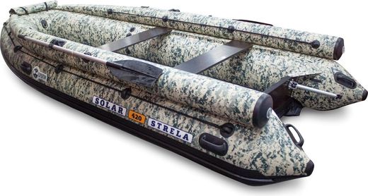 Надувная лодка ПВХ, SOLAR-420 Strela Jet tunnel ф/б, серый