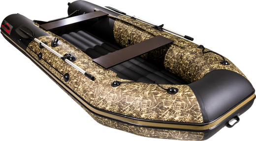 Надувная лодка ПВХ, Таймень NX 3800 НДНД PRO, камуфляж камыш/черный