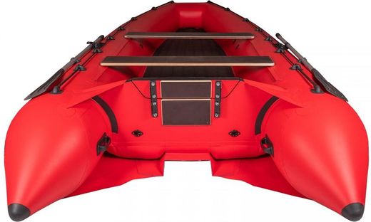 Надувная лодка ПВХ, Выдра 380 JET, фартук носовой, серый