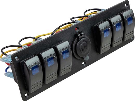 Панель бортового питания 6 переключателей, розетка питания