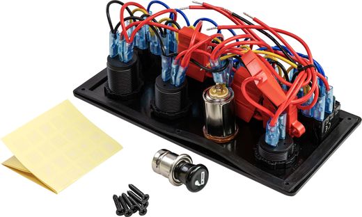 Панель бортового питания 8 переключателей, USB зарядка, розетка, вольтметр, прикуриватель