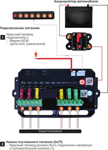 Панель управления (1 ряд, 6 кнопок, силикон, RGB), Marine Rocket