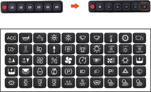 Панель управления (1 ряд, 6 кнопок, силикон, RGB), Marine Rocket