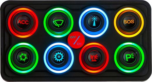 Панель управления (2 ряда, 8 кнопок, силикон, RGB), Marine Rocket