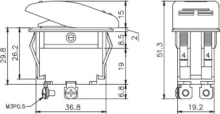 Переключатель 2х позиционный ON-OFF с подсветкой 12V/16A
