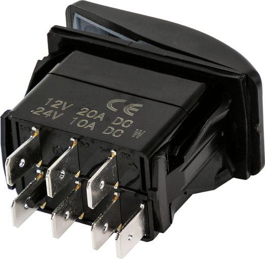 Переключатель двухпозиционный ON-ON 12В/20А 7р с подсветкой