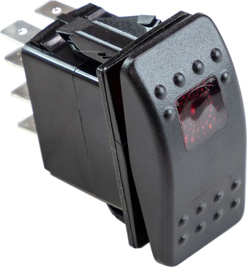 Переключатель трехпозиционный (ON)-OFF-(ON) 12В/20А 7р с подсветкой