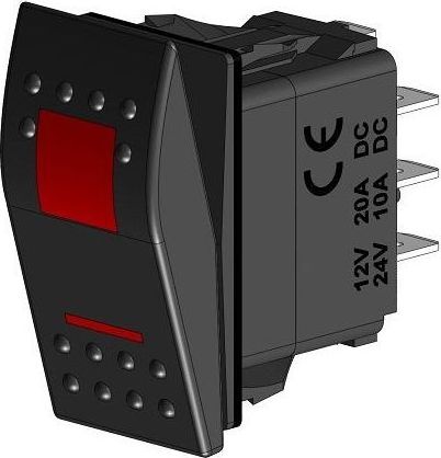 Переключатель трехпозиционный ON-OFF-ON 4Р с подсветкой, Marine Rocket