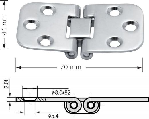 Петля 70х41 мм, нержавеющая, Marine Rocket