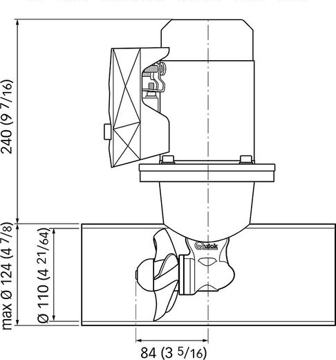 Подруливающее устройство Quick, D110mm, 25KGF, 12 В (TCD2022 - TCDEX06 - TNL 750mm)