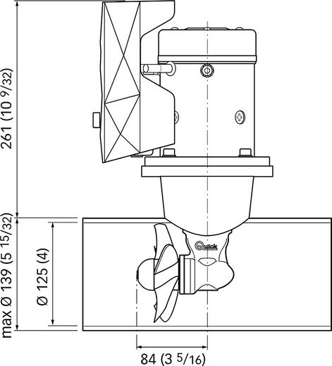 Подруливающее устройство Quick, D125mm, 30KGF, 12 В (TCD2022 - TCDEX06 - TNL 750mm)