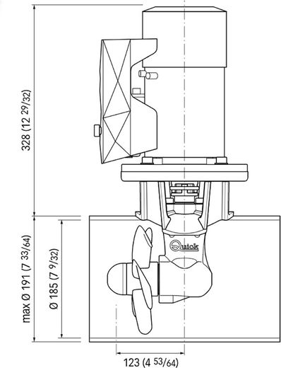 Подруливающее устройство Quick, D185mm, 75KGF, 12 В