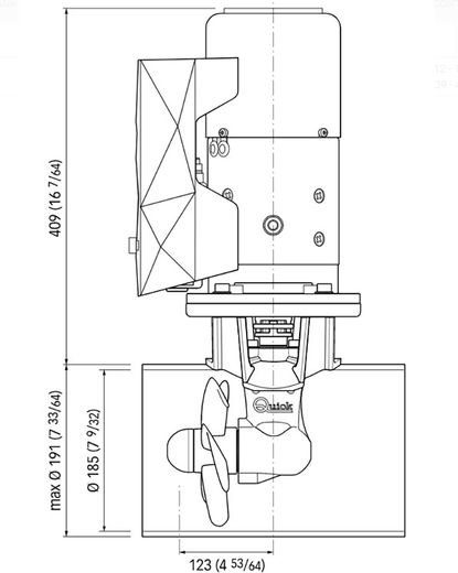Подруливающее устройство Quick, D185mm, 95KGF, 24 В