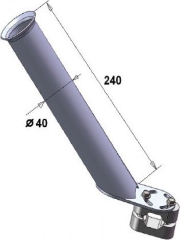 Подставка под удочку на леер 32 мм, 250х37 мм, поворотная, нержавеющая сталь