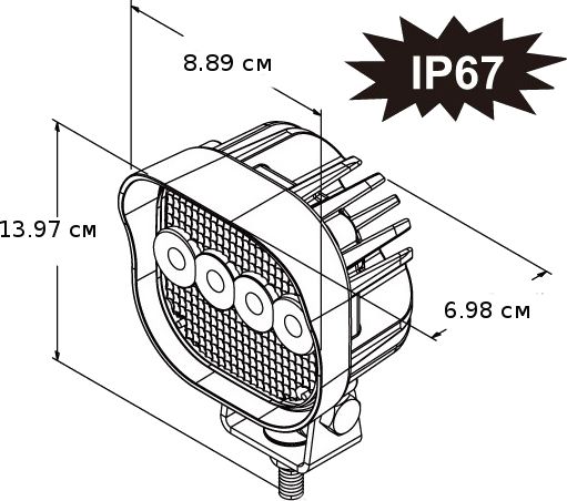 Прожектор светодиодный 10 диодов, 1150 лм, 9-36 В