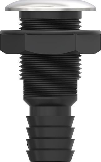 Разъем водосброса с обратным клапаном под шланг 19 мм и крышкой из нержавеющей стали, черный