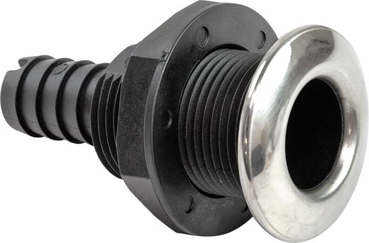 Разъем водосброса с обратным клапаном под шланг 19 мм и крышкой из нержавеющей стали, черный