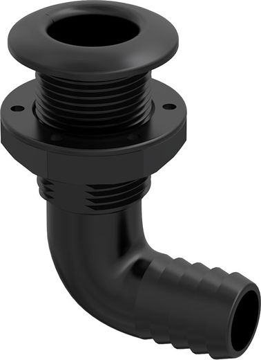 Разъем водосброса угловой с обратным клапаном под шланг 38 мм, черный