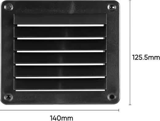 Решетка воздухозаборника 143х125х17 мм, черный, SeaFlo