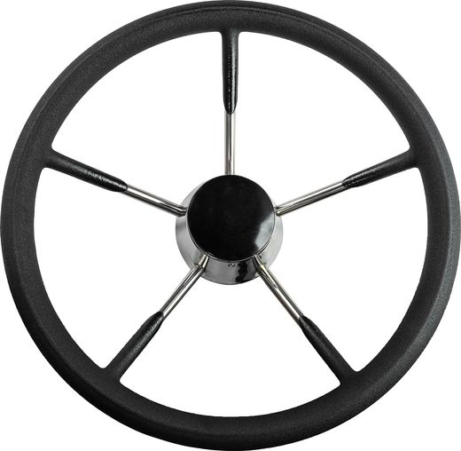 Рулевое колесо черный обод, стальные спицы, диаметр 340 мм