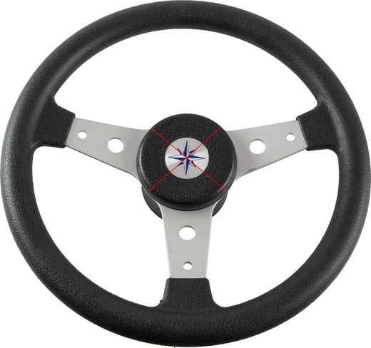 Рулевое колесо DELFINO обод черный, спицы серебряные д. 340 мм, уцененное