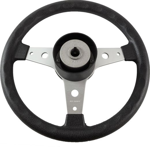 Рулевое колесо DELFINO обод черный, спицы серебряные д. 340 мм, уцененное