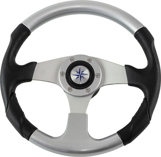 Рулевое колесо EVO MARINE 2 обод черный, спицы серебряные д. 330 мм