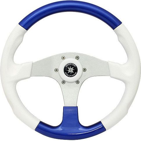 Рулевое колесо «Evolution», белый обод с синими вставками.