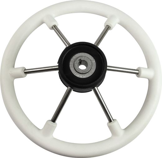Рулевое колесо LEADER TANEGUM белый обод серебряные спицы д. 330 мм