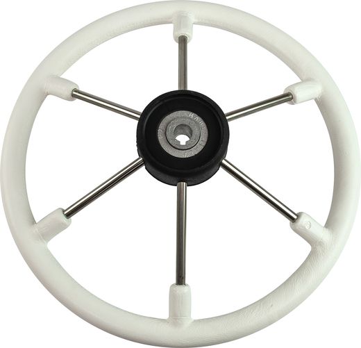Рулевое колесо LEADER TANEGUM белый обод серебряные спицы д. 400 мм