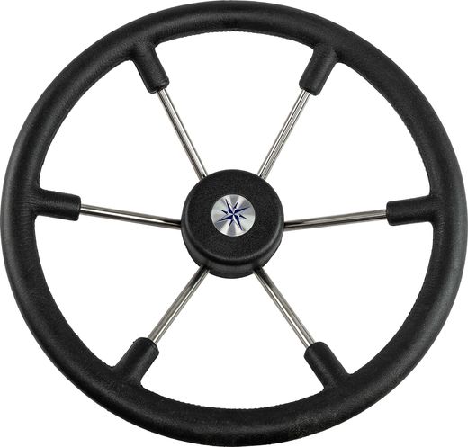 Рулевое колесо LEADER TANEGUM черный обод серебряные спицы д. 400 мм