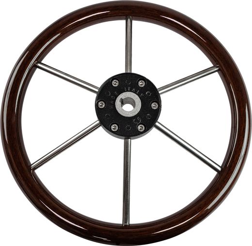 Рулевое колесо LEADER WOOD деревянный обод серебряные спицы д. 360 мм