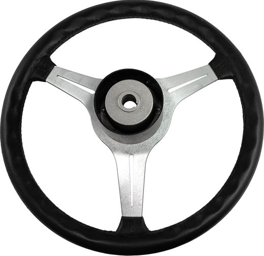 Рулевое колесо LYRA обод черный, спицы серебряные д. 370 мм