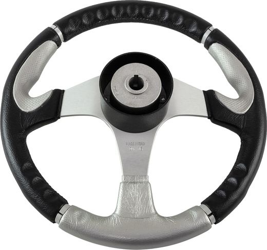 Рулевое колесо ORION обод черносеребристый, спицы серебряные д. 355 мм