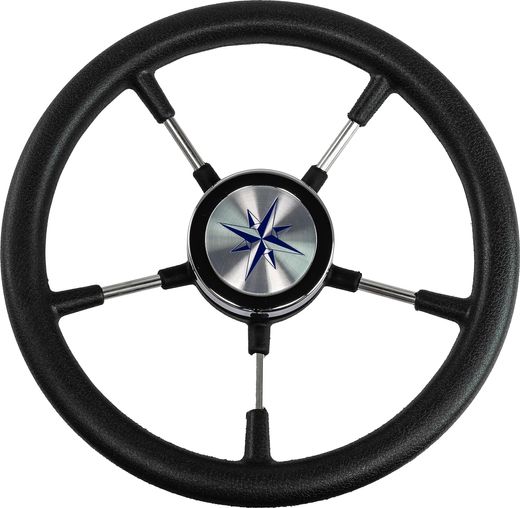 Рулевое колесо RIVA RSL обод черный, спицы серебряные д. 320 мм