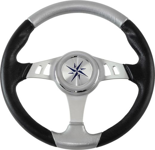 Рулевое колесо SKIPPER обод черносеребристый, спицы серебряные д. 350 мм