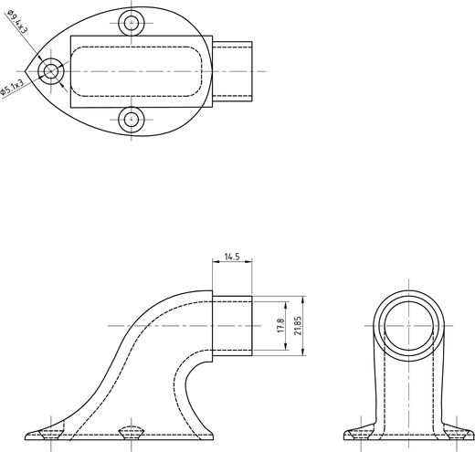 Стойка поручня концевая под трубу 1" (25 мм), высота 44 мм